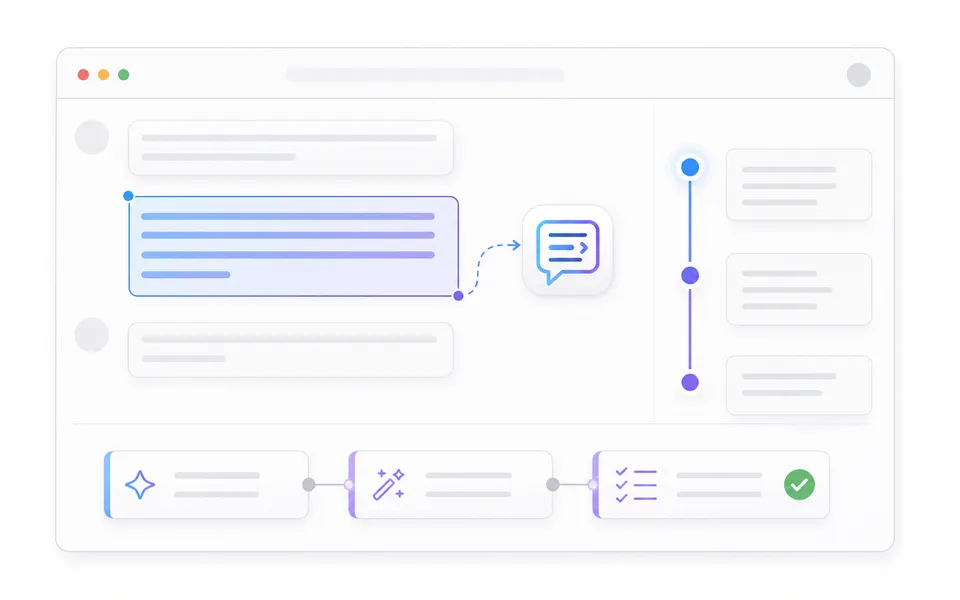 Gemini Power Kit workflow controls for following up, navigating chats, and running prompt steps