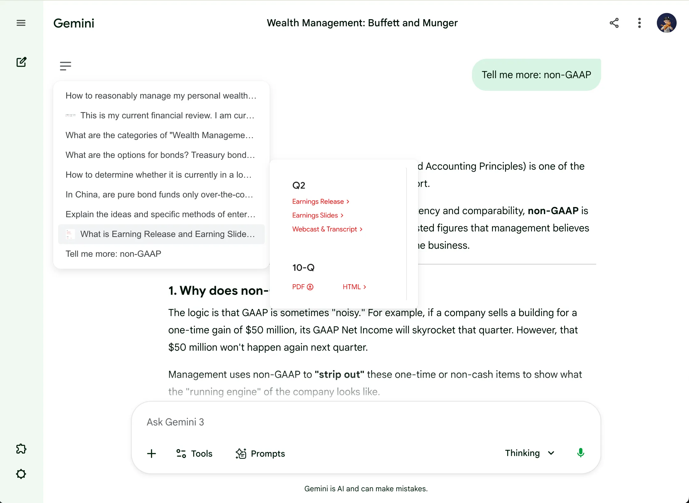 Chat Outline preview for navigating long Gemini conversations